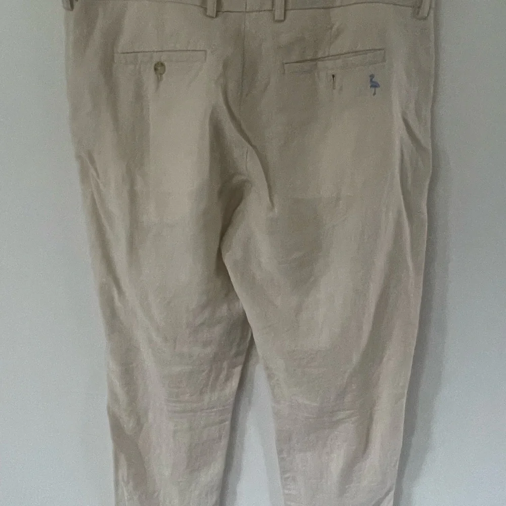 Tailorbyrd Mens 100% Linen Beige 38x32 Relaxed Fit Flat Front Pants